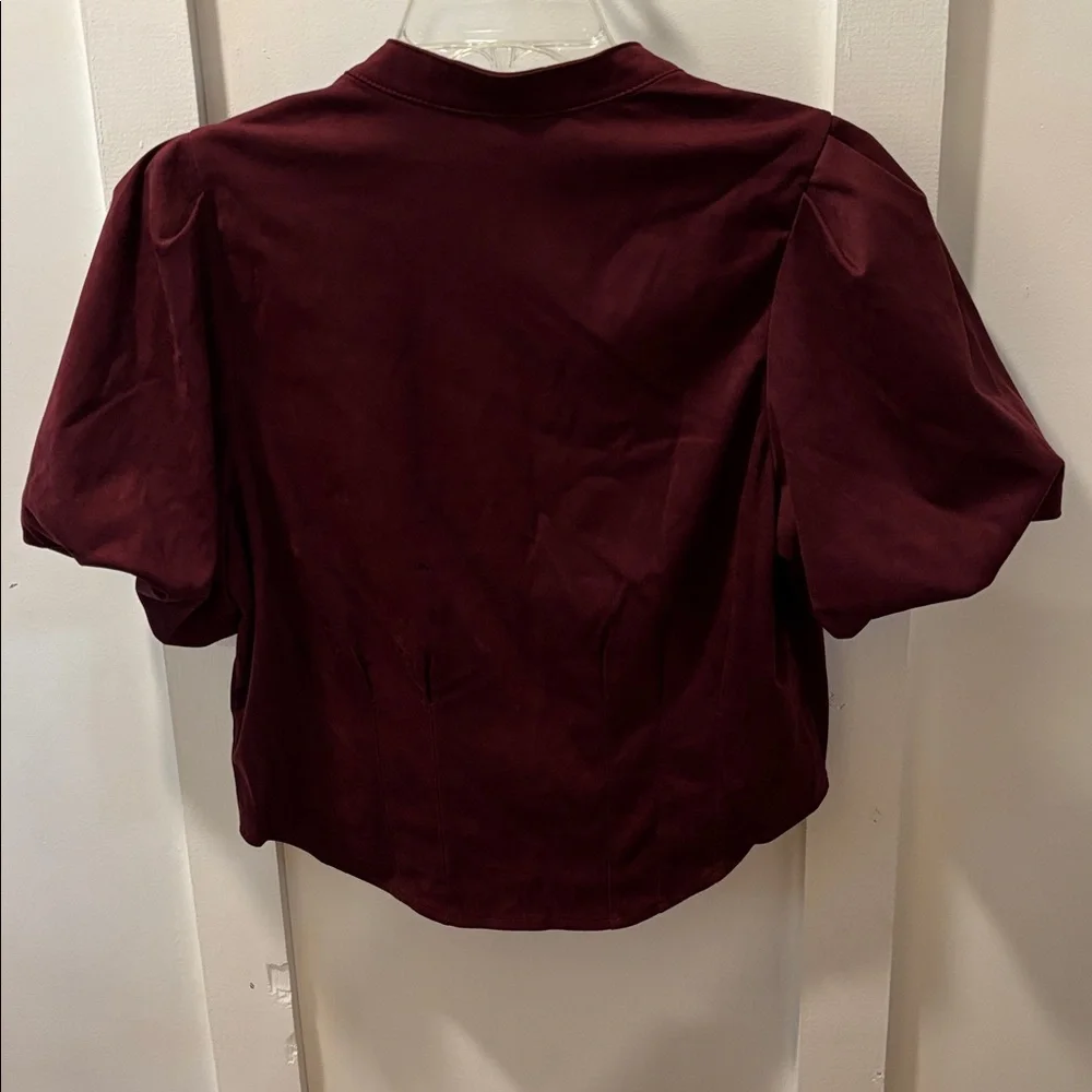 Bagatelle Sz Small Maroon Top Blouse Button Up Down Corset Style Sexy Balloon - Picture 2 of 13